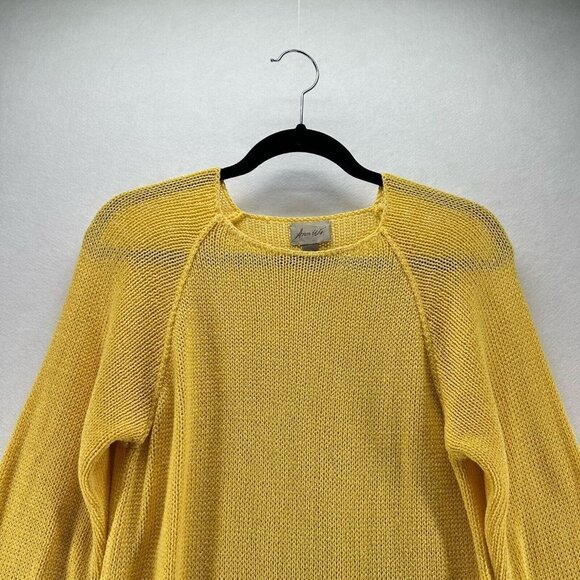 Ann Wi Sweater Size S Rayon Blend Tunic Crewneck Long Sleeve Pullover Yellow - Picture 3 of 10